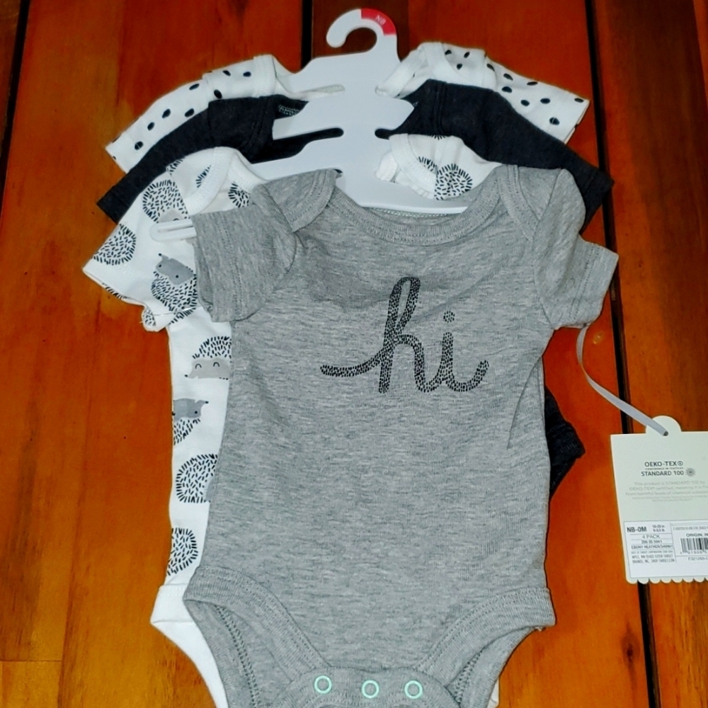 COPY - Oeko -tex Baby 4pk Short Sleeve Bodysuit - Cloud Island™ Black/White 0064